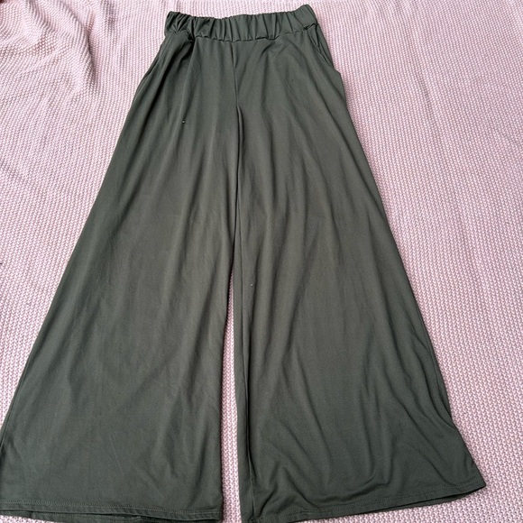 12 Pm By Mon Ami Pants - Olive Green Wide Leg Pant